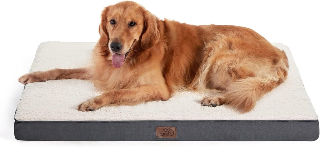 XL Dog Beds Large Sized Dog -Orthopedic Flat Extra Large Pet Beds with Removable Washable Cover, Egg Crate Foam Mat, Suitable for Pet up to 100 Lbs