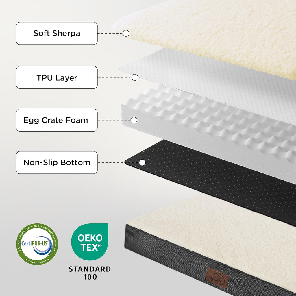 XL Dog Beds Large Sized Dog -Orthopedic Flat Extra Large Pet Beds with Removable Washable Cover, Egg Crate Foam Mat, Suitable for Pet up to 100 Lbs
