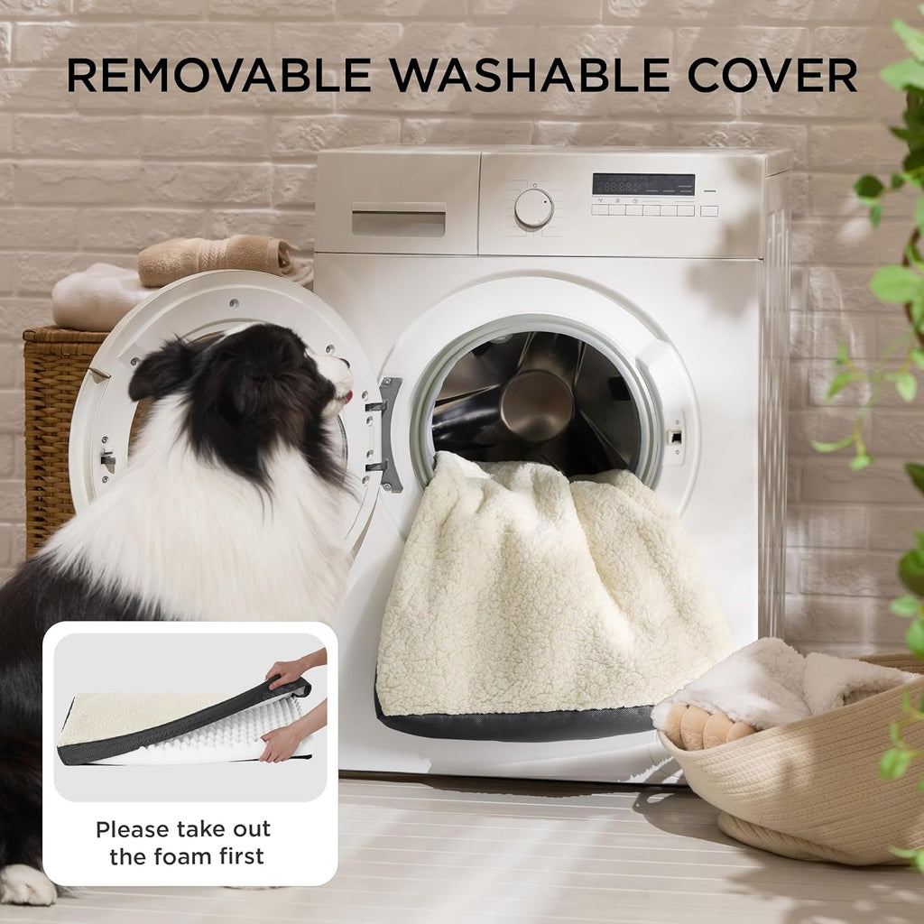 XL Dog Beds Large Sized Dog -Orthopedic Flat Extra Large Pet Beds with Removable Washable Cover, Egg Crate Foam Mat, Suitable for Pet up to 100 Lbs