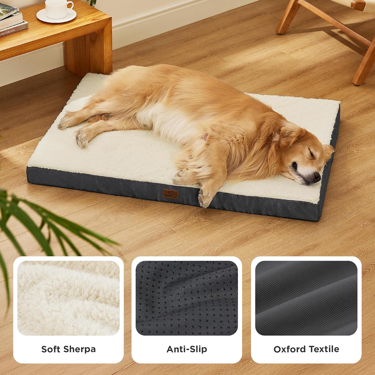 XL Dog Beds Large Sized Dog -Orthopedic Flat Extra Large Pet Beds with Removable Washable Cover, Egg Crate Foam Mat, Suitable for Pet up to 100 Lbs